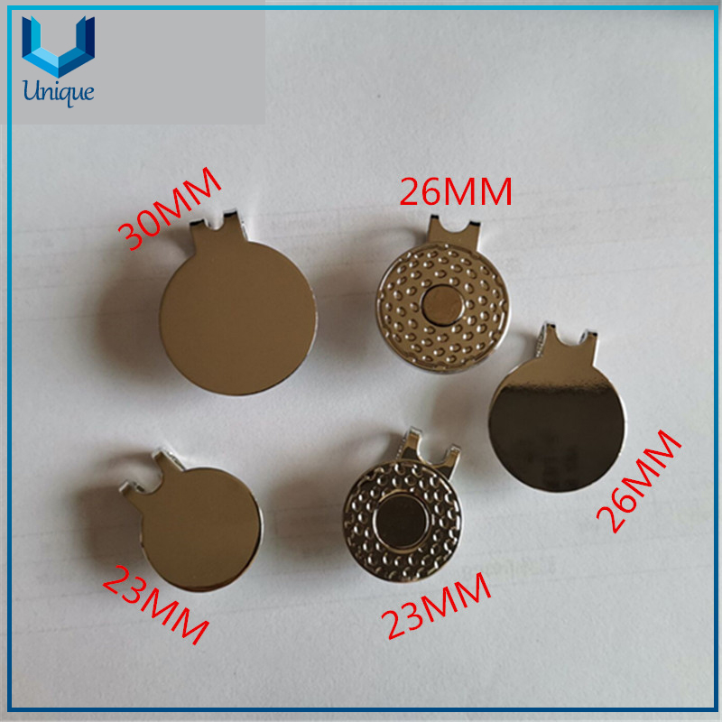 Available stock Blank Golf Hatclip in 23mm, 25mm, 30mm with Magent, Ready to Ship Golf Ballmarker Hatclip in Nickel for Golf Accessory Gifts