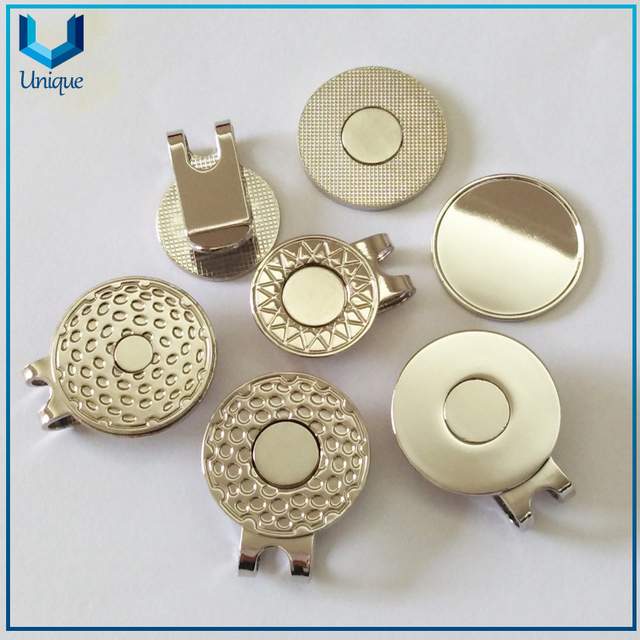 Available stock Blank Golf Hatclip in 23mm, 25mm, 30mm with Magent, Ready to Ship Golf Ballmarker Hatclip in Nickel for Golf Accessory Gifts