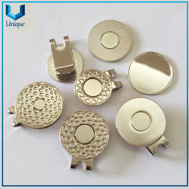 Available stock Blank Golf Hatclip in 23mm, 25mm, 30mm with Magent, Ready to Ship Golf Ballmarker Hatclip in Nickel for Golf Accessory Gifts
