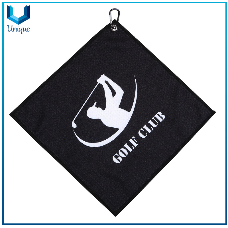 Microfiber Waffle Golf Towel with Customized Logo w/Carabiner,Embroidered/Prihnting Logo Golf Towel for Promotional Gifts