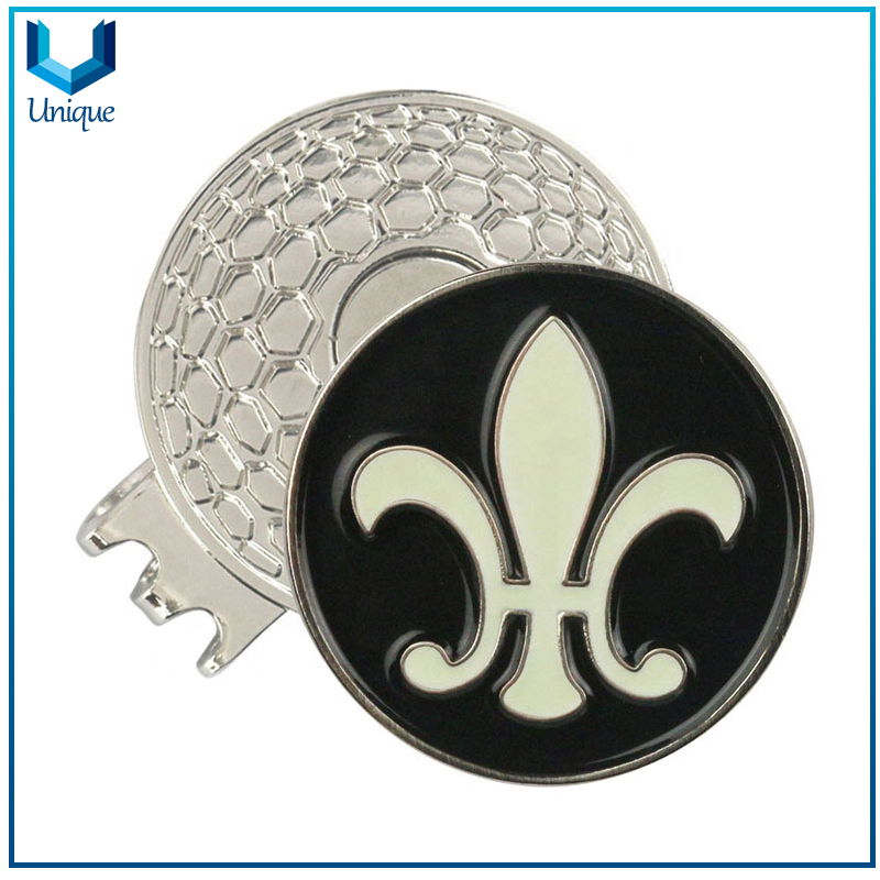 Fashion Crystal Decorated Golf Ballmarker with hatclip in Set, Customize Logo Golf Club Metal Golf Ballmarker with Hatclip for Promotion