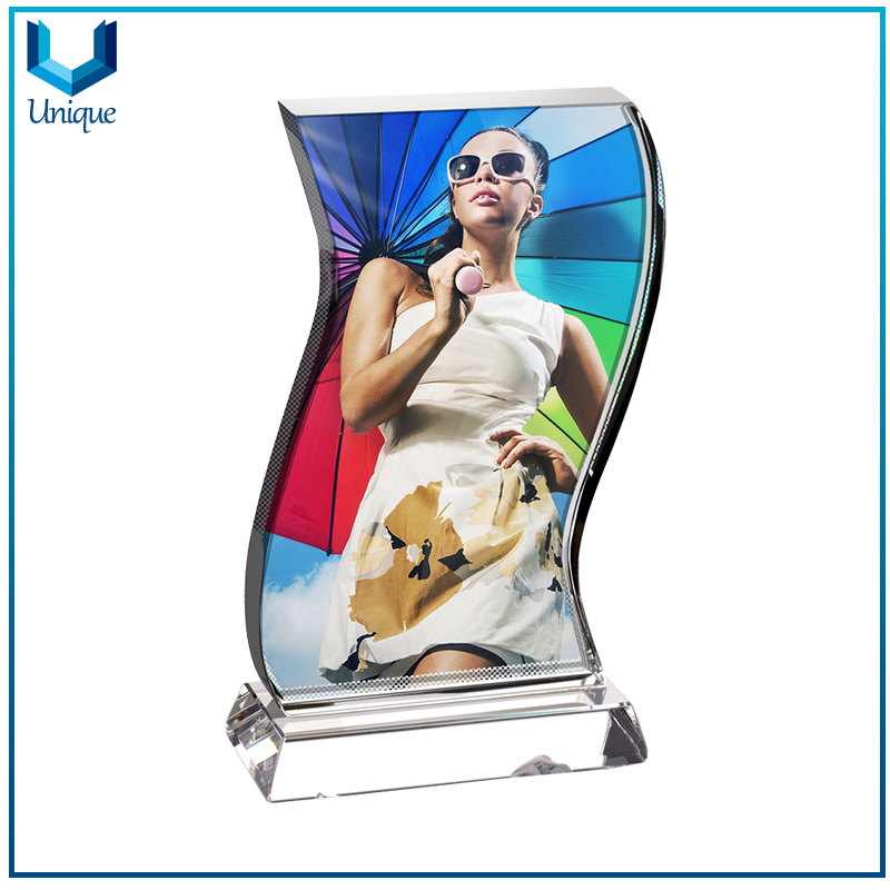 Customize Printing Sublimation Photo Frame for Wedding Gifts ,blank Coated Crystal Trophy, Printing Logo Crystal Award Souvenir Gifts