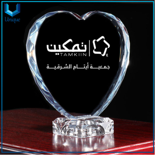 Custom Qatar Company anniversary Crystal trophy with LED light-2