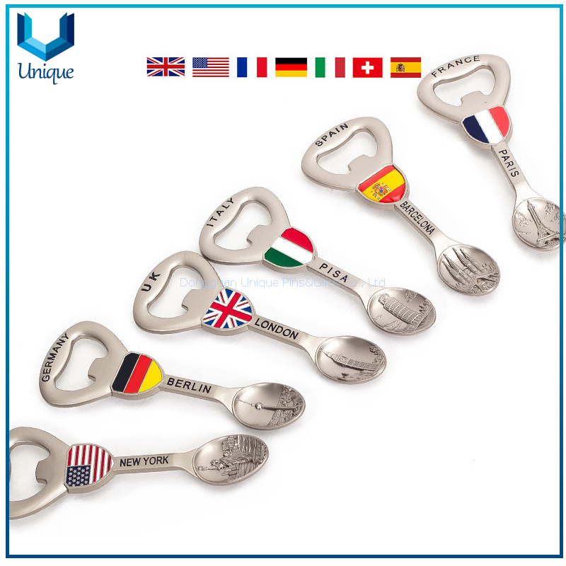 Switzerland Fashion Style Beer Bottle Opener with Magnet, Metal Spoon/ Letters/Can Bottle Opener for Best Sell Sounvenir Gifts 
