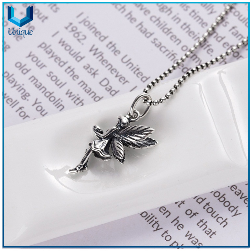 Wholesale Jewelry 925 Sterling Silver Flying Angel Charm Necklace Pendant for Souvenir Gifts