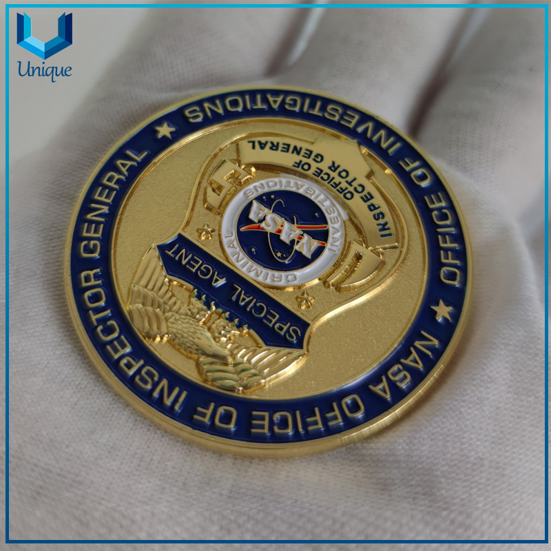 45MM USA NASA Cyber Crimes Coin, Metal Gold 3D Coin, Customize Design Military Police Commemorative Medal Coin for Honor Sounvenir Gifts