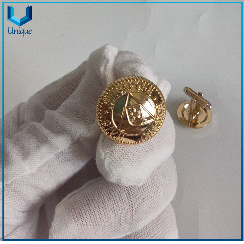 Customize Gpld Cufflink, Singapore 3D Cufflink in 25mm diameter, Military Shirt Cufflink for Garment Accessories