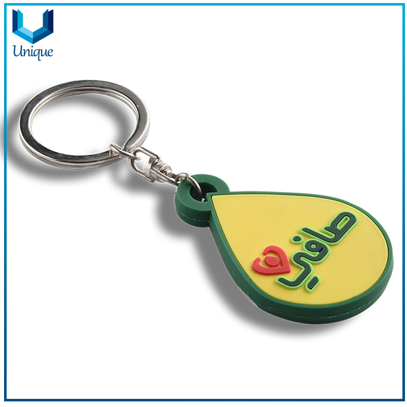 Fashion Creative Water Drop Rubber PVC Keychain, Customize UAE Silicone Keychain with Company Logo for Souvenir Gifts