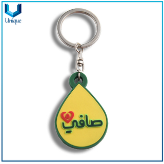 Fashion Creative Water Drop Rubber PVC Keychain, Customize UAE Silicone Keychain with Company Logo for Souvenir Gifts