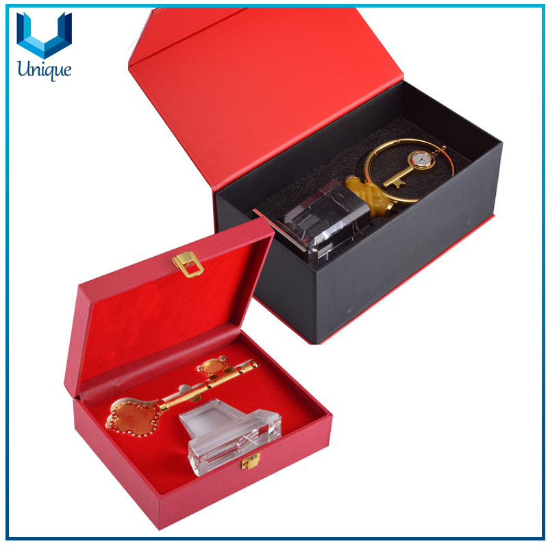 Cyrstal Crafts for Decoration, Coporate Metal Sonvenir Gifts, Crystal Trophy with Metal Keychain and Clock Decoration-5