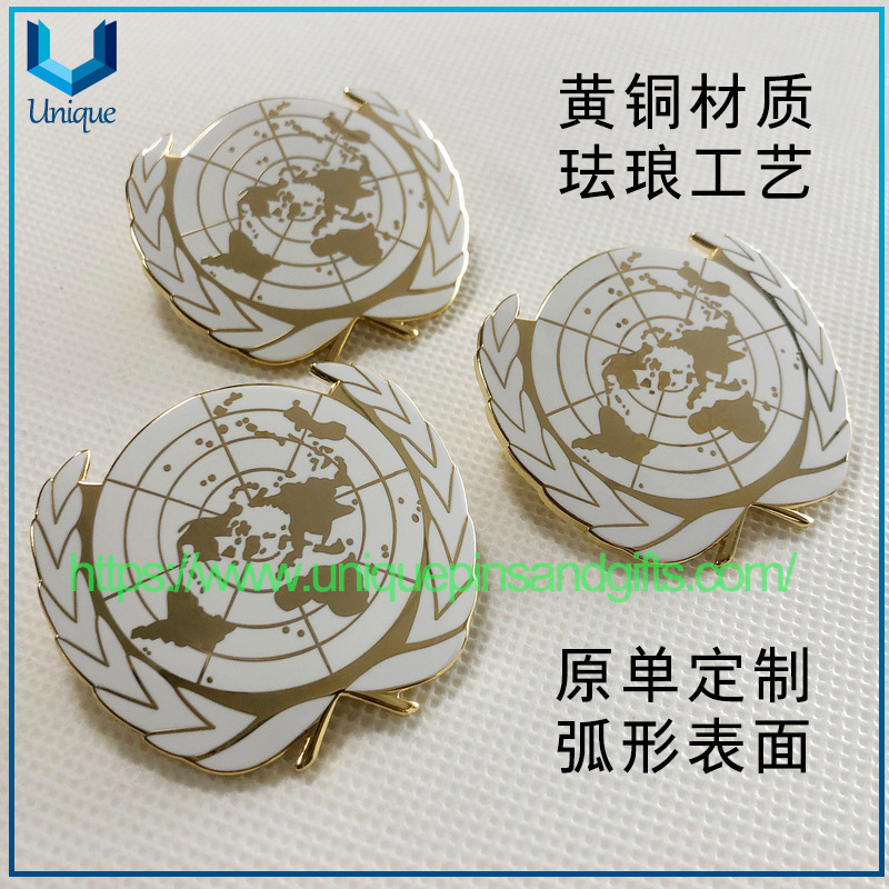 Custom Un Logo Lapel Pins Brooches Sdg Badges 3D Metal Badges Peacekeeping Medals Commemorative Medallions