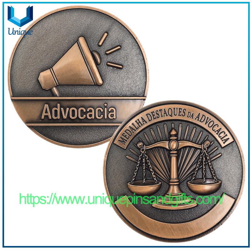 Custom Brazil 3D Antique Plating 2" Legal Excellence Medal Souvenir Coin for Advocacia