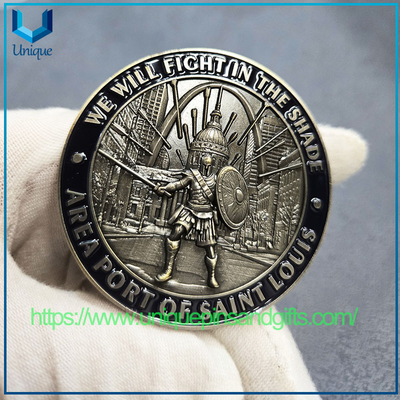 Customized 2.25" Antique Bronze+Antique Silver Two Tone Plating Police Coin