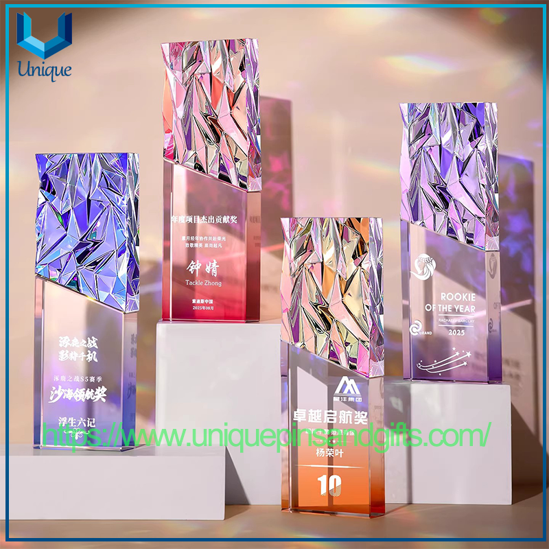 Customized Crystal Trophies High-end Elegant Creative Award Trophies for Outstanding Employees' Competitions Year-end Conference Award Medals