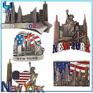 Popular building metal 3D customized souvenir tourist new york fridge magnet