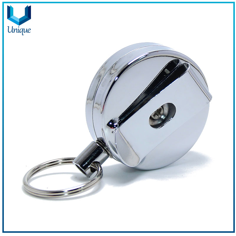 Stainless Steel Round Pass ID Card Badge Holder Reel Pull Key Name Tag Card Holders Recoil Reels Metal Retractable Badge Holder