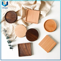 Wholesale Factory Round Square bamboo Cork Coaster Walnut Beech Wooden Tea Cup Coaster Set With Custom Size Logo