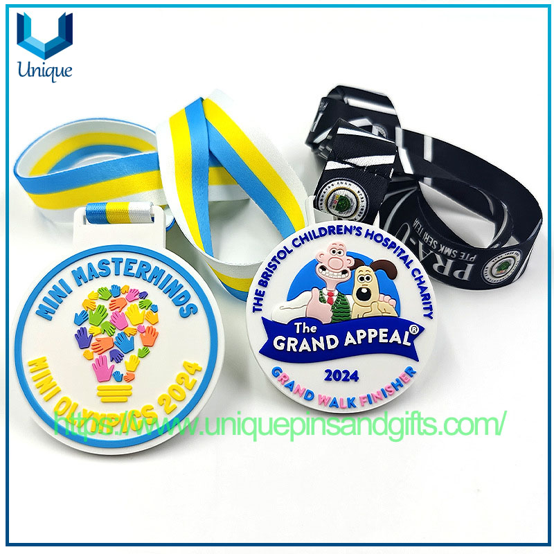 Customized Personalized Soft PVC Rubber Award Medal School Sports Competition Souvenir Medal with Ribbon for Promotion Events