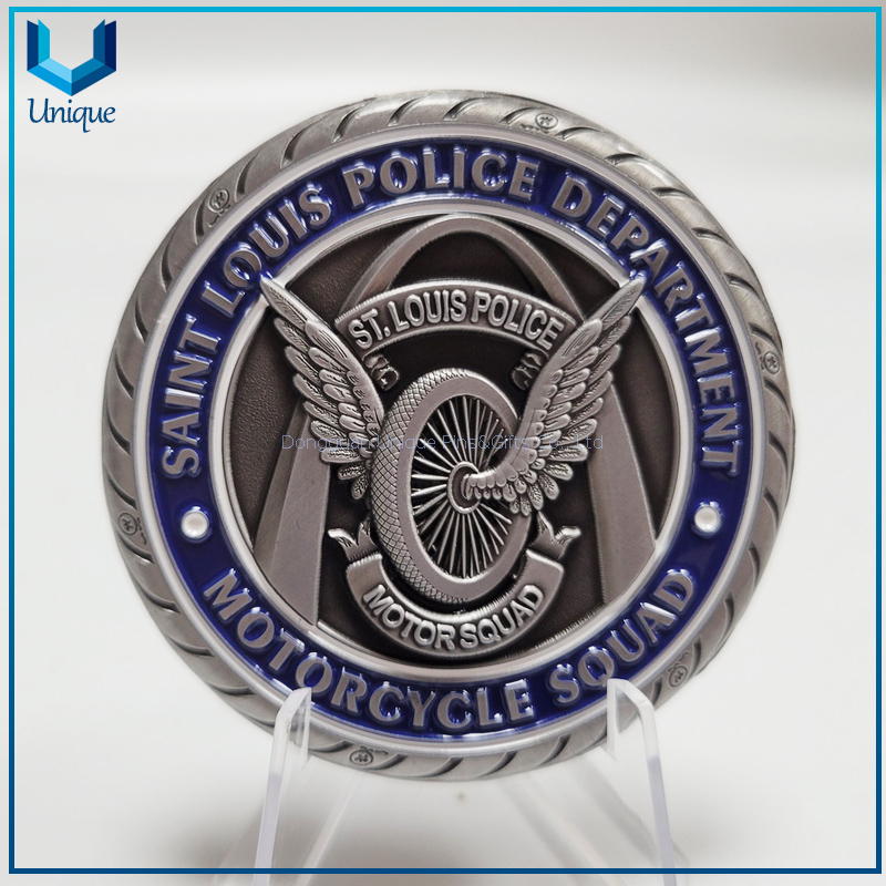 Custom Design 2.25" antique silver die cast Zinc alloy Medal Police coin in Tire shape