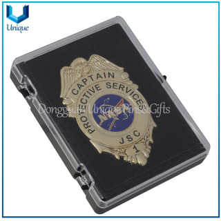 Customize Police Badge Factory,Commemorative Coin Display, Die Struck Copper 3D Gold Honor Badge w/ Genuine Leather holder + Metal Belt Clip