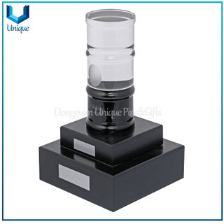 Newest Crystal Sky Scraper Award Trophy For Office Table Decoration,Oil barrel award holder
