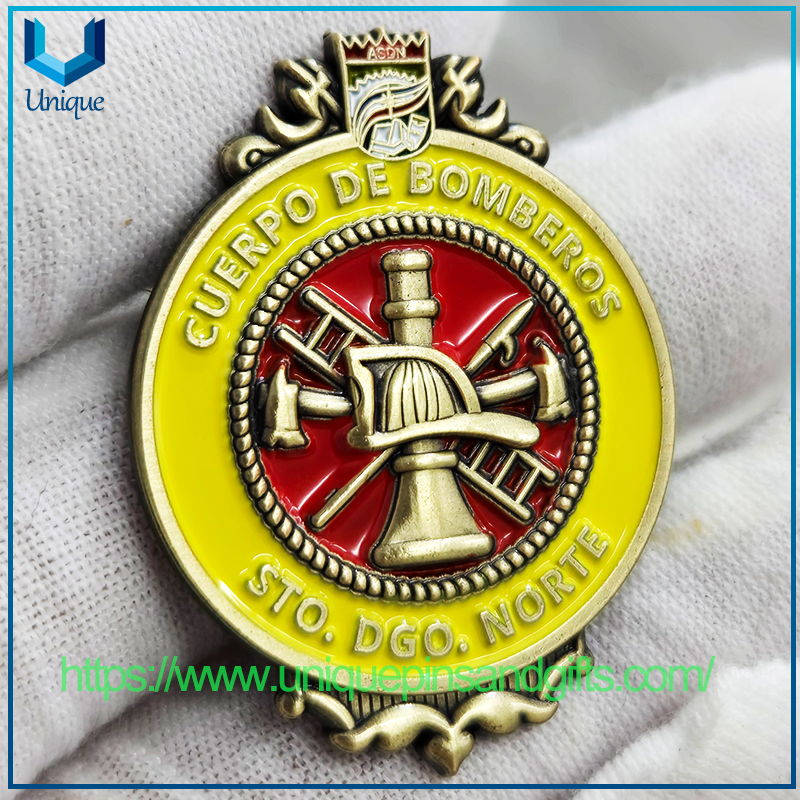 Customize Design Puerto Rico 3D Firefighter Metal Brooch Lapel Pin