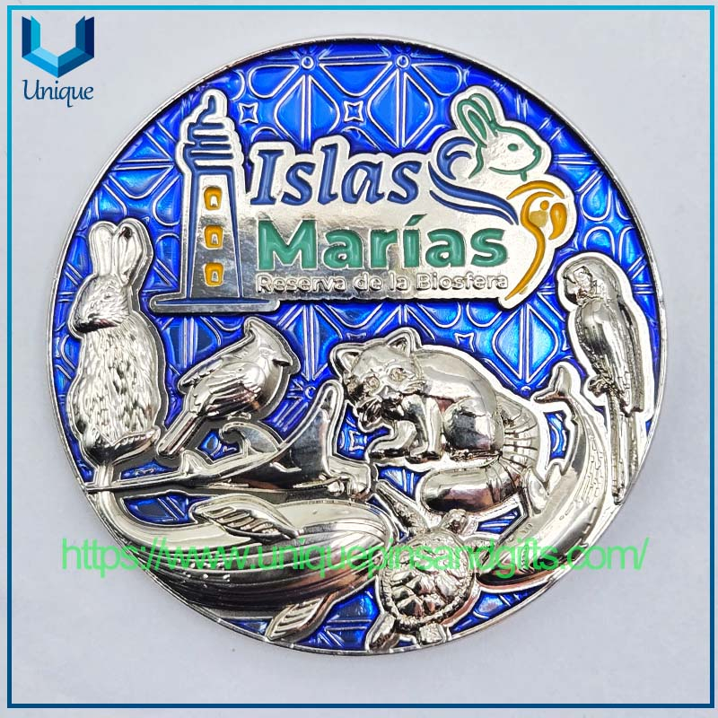 Customized Diamond Edge 3D Metal Commemorative Coin Double-Sided Electroplating Gold/Silver MEXICO ARMADA Commemorative Coin