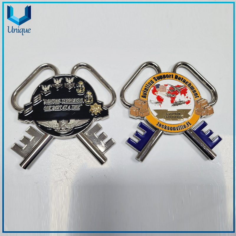 Customized Design Fashion Unique Keychain shape 3D nickel USA Navy commemorative coin