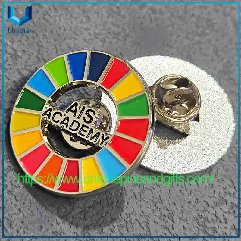 Custom Metal Badge Brooch,Charming Rainbow AIS ACADEMY Lapel Pin