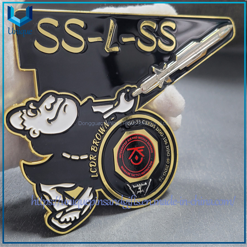 Die cast zinc alloy commemorative coin, ship， 3D brown coin