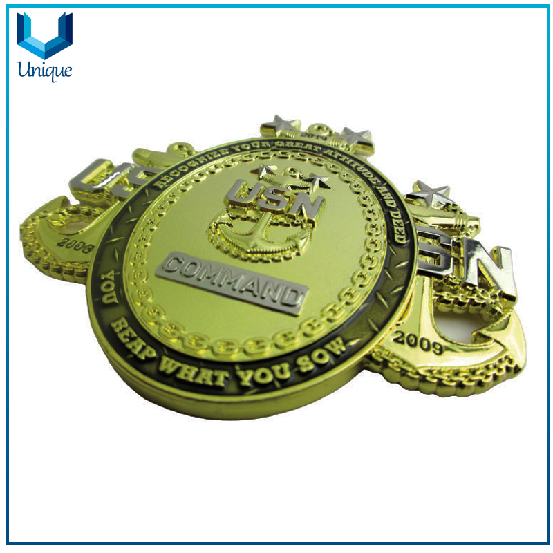 Wholesale Challenge Coin, Free Design Artwork Coin,USN Navy Coin, Military 3D Gold Coin, Transluscent incolor Coin, Creative Novelty Coin Customize