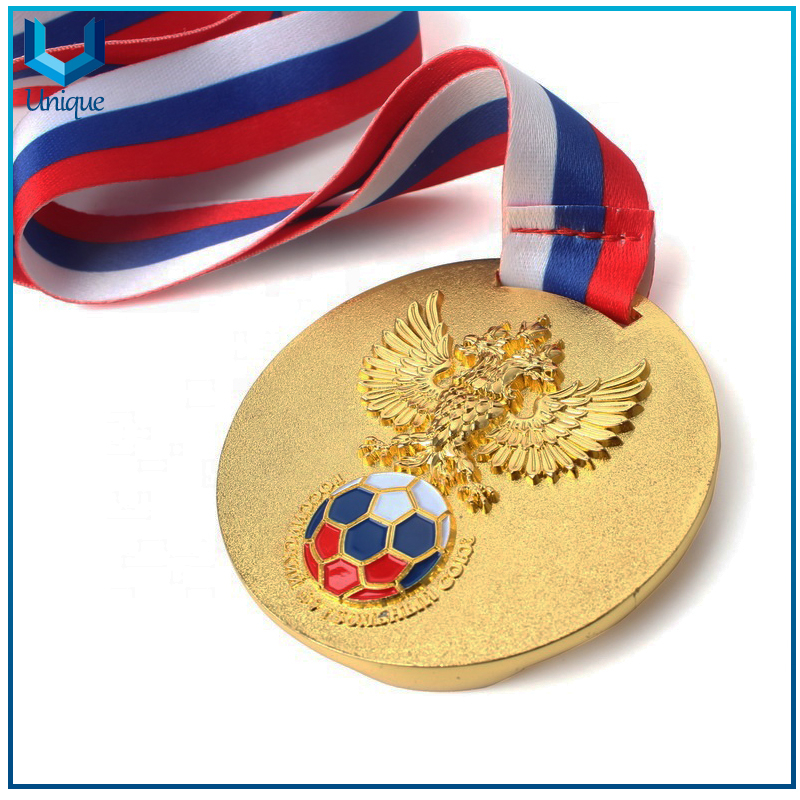Customize Design Medal, 3D Gold Football Trophy Medal, Sport Award Military Metal, Souvenir Honr Medal for Competition