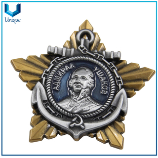 Customize High Quality Police Badge, 3 Layer Badge,3D Metal Badge, Police Honor Brooch,Military Souvenir Medal Coin Badge in Antique Two Tone Plating