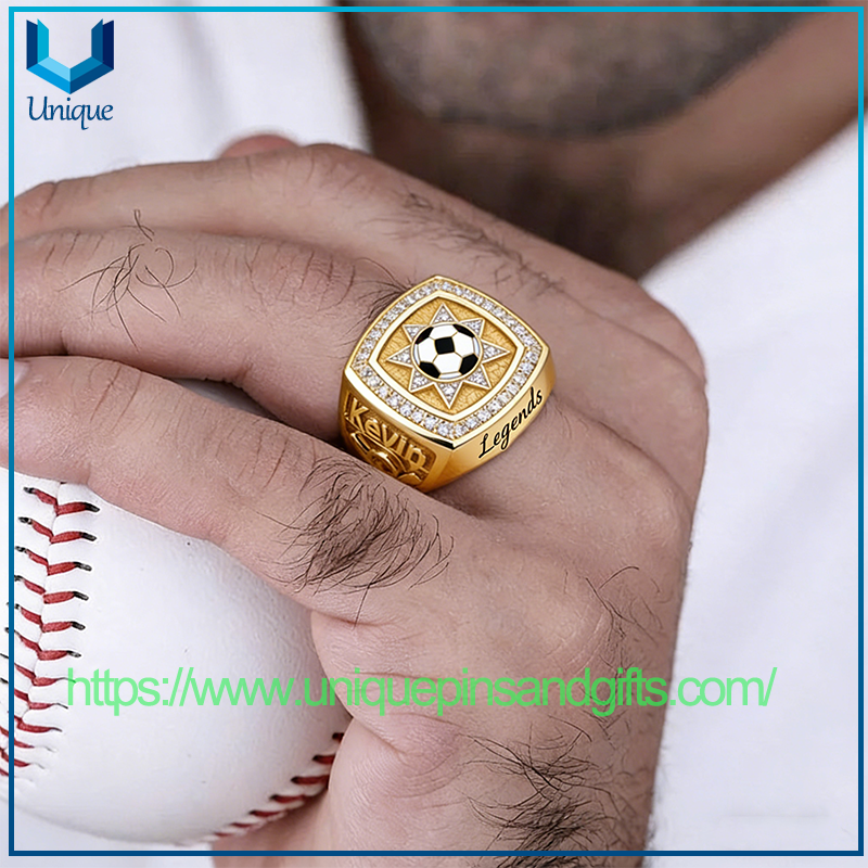 Hot Sale Baseball Club Finger Ring Stainless Steel Baseball Championship Finger Ring for Men's Finger Ring