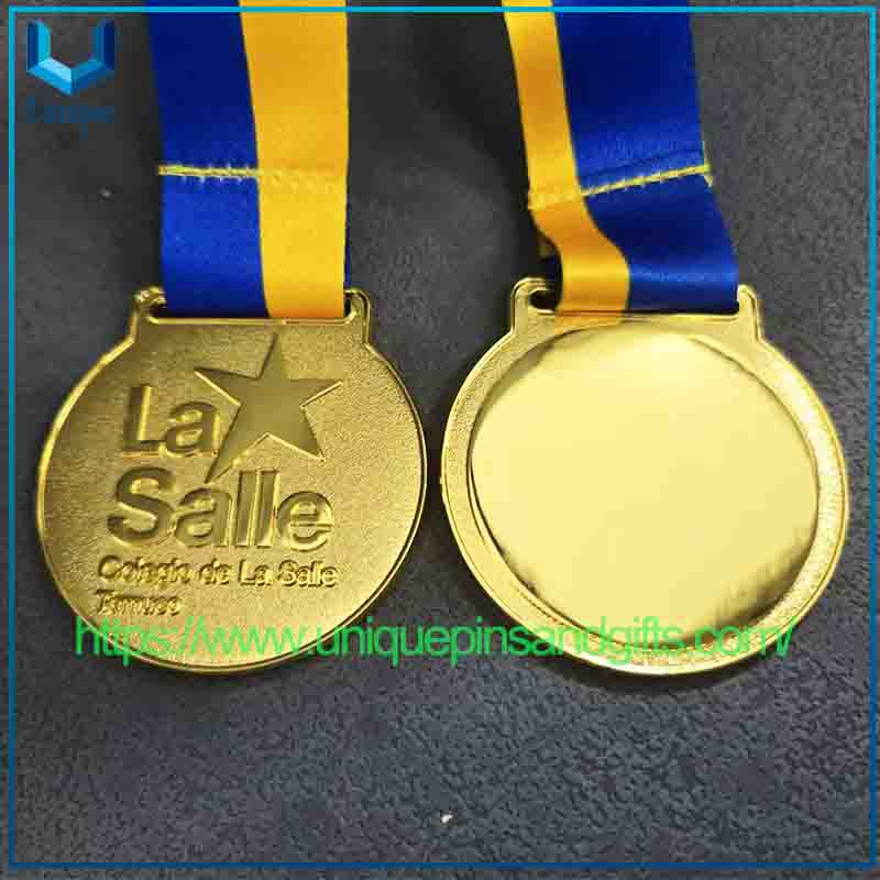 Custom Design 3D France College Baseball Football Basketball Sports Events Medals Gold Award Blank Metal Medals with Ribbon