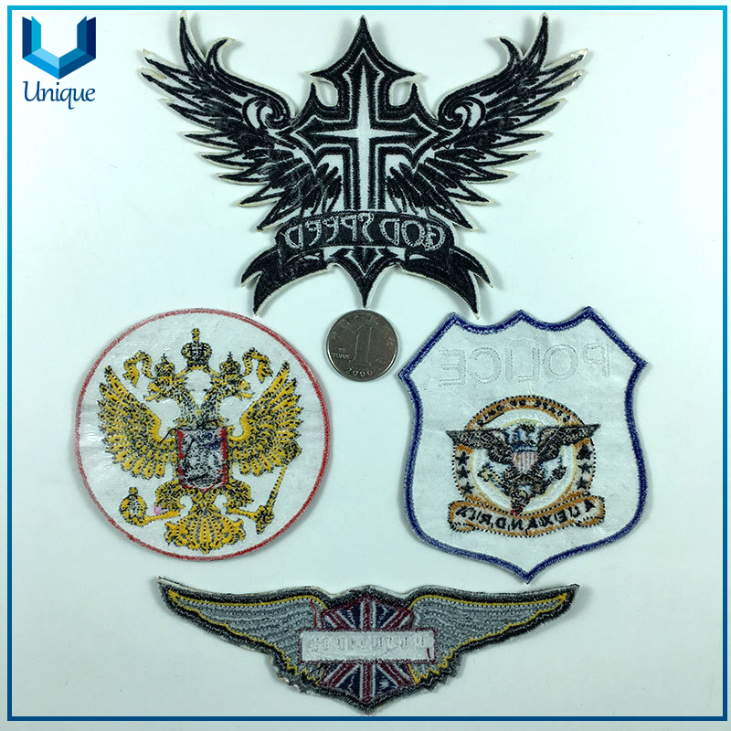 High Quality Wholesale Iron on Embroidery Patches, Iron on Police Embroidery Badge, Customize Design Embroidery Garment Label 