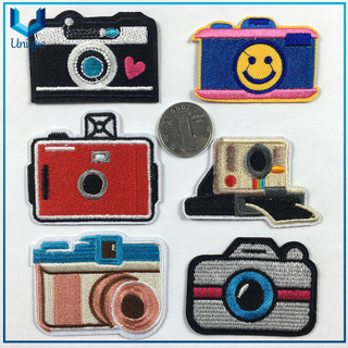 Customize Camera Style Embroidery Patch, Full Embroidery label for Garment Accessories,Woven Label for Clothes