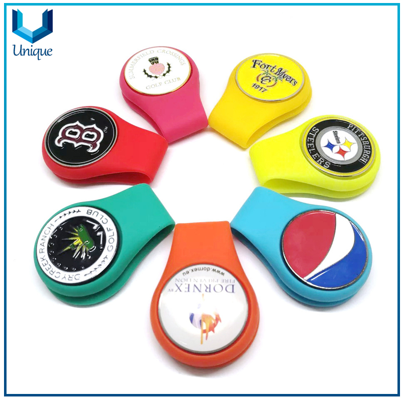 Available stock Silicone Golf Hatclip with Customize Golf Ballmarker in Set, ECO Friendly Multiple Color Soft Silicone Hatclip for Promotional Gifts