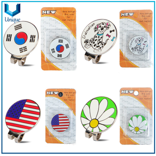  Fashion Creative Metal Golf Ball Marker with Magnetic Hat Clip in Set with Blister Card Gift Box Packing for Promotional gifts