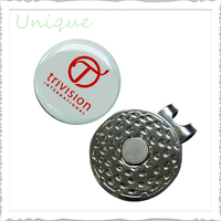 Golf Hatclip with Golf Ballmarker in Set, Customize Logo Round Round Golf Club hatclip with Golf Ballmarker with Epoxy