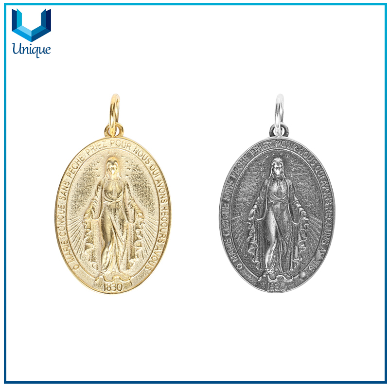 factory Wholesale Custom Design Religious Figure Necklace gold Rhodium plated Belief Holy Mary 925 silver pendant,Two tone Plating Necklace Pendant