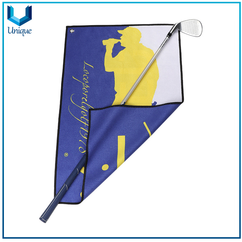 Microfiber Waffle Sport Golf Towel with Customized Logo,Golf Gift Towel with Embroidered Logo for Promotional Gifts