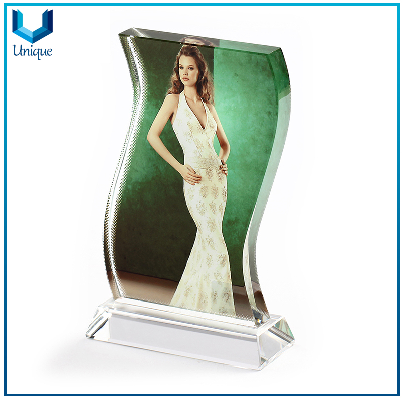 Customize Printing Sublimation Photo Frame for Wedding Gifts ,blank Coated Crystal Trophy, Printing Logo Crystal Award Souvenir Gifts