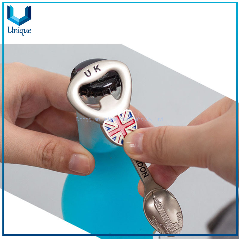 Fashion Spoon Beer Metal Bottle Opener w/ Magnet, National Flag UK /German / France/ Spain /USA Nathiona Flag Bottle Opener for Promtional Gifts