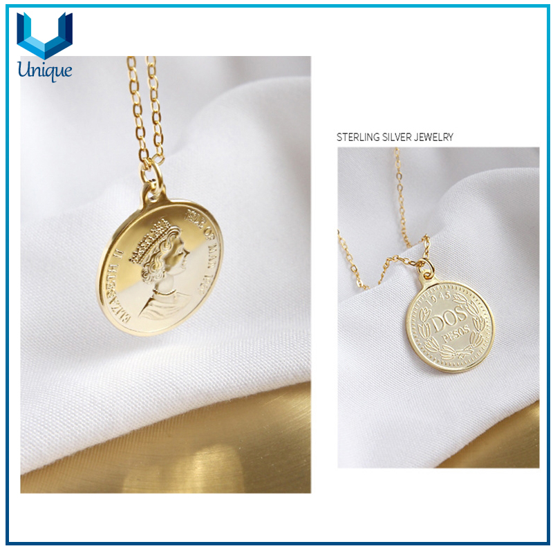 Custom Picture Logo 925 Silver Pendant, Gold 3D Cutout Portrait Pendant Necklace for Wholesale