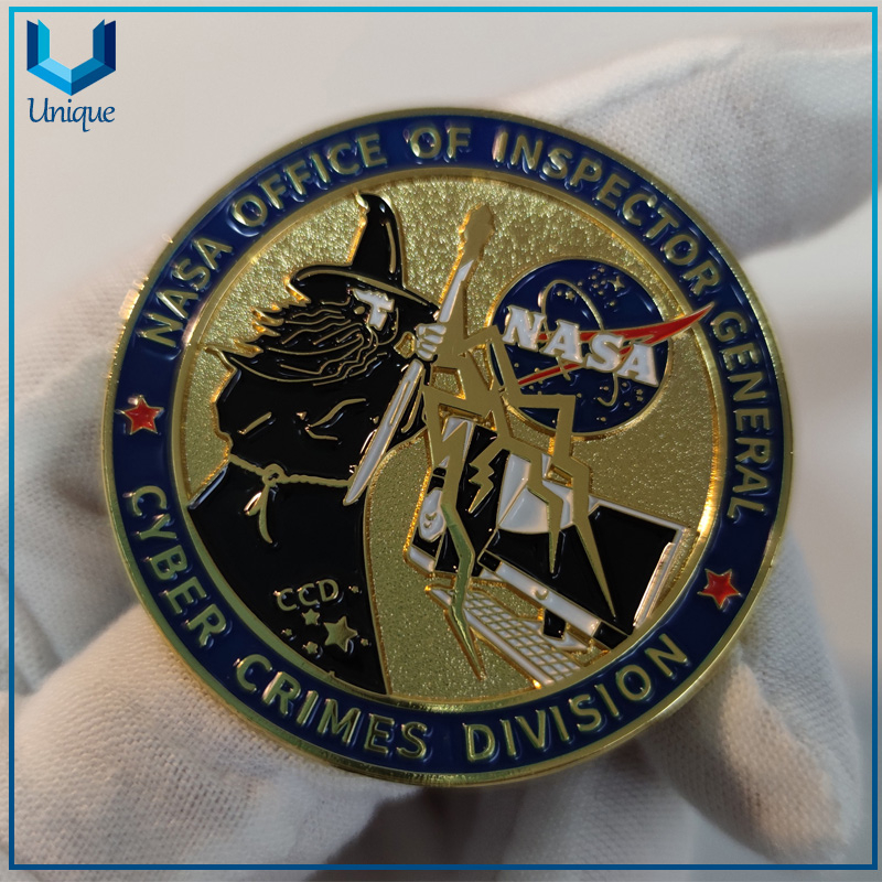 45MM USA NASA Cyber Crimes Coin, Metal Gold 3D Coin, Customize Design Military Police Commemorative Medal Coin for Honor Sounvenir Gifts