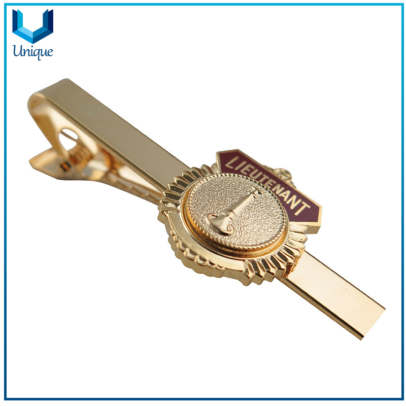 China Factory Wholesale Custom Fashion Metal Tie Bar, Brass Material Plated Gold Military Tie Clip with Gift Box,3D Collar Bar for Promotional Gifts