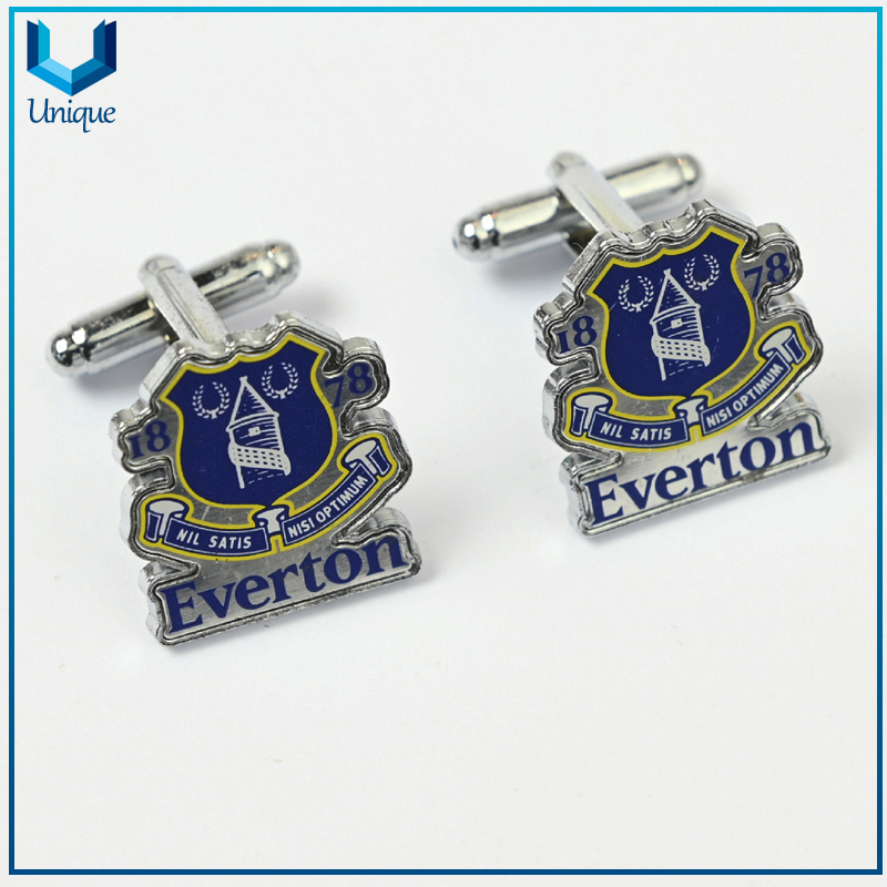 Cheap Die Struck Iron Cufflink with Printing Logo, Military Cufflink, Wedding Cufflink for Promotion Gifts in Nickel Plating