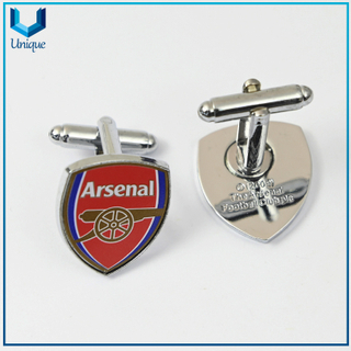 Cheap Die Struck Iron Cufflink with Printing Logo, Military Cufflink, Wedding Cufflink for Promotion Gifts in Nickel Plating