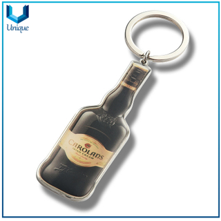 Die Struck Iron Metal Keyring, Customize Logo Wine Bottle Style Fashion Keychain for Decoration Accessory Gifts
